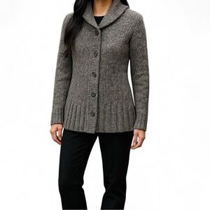 American Eagle Wool Blend Shawl Collar Button Cardigan‎ Gray Neutral Sweater XS